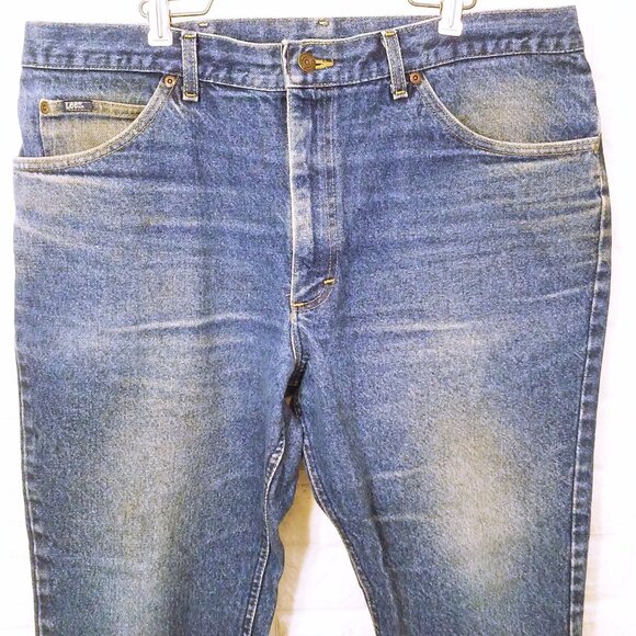Vintage 70s-80s LEE Denim Jeans Men-40x30 Bootcut 5-Pocket Faded Soft-Worn Flaws - Picture 3 of 12